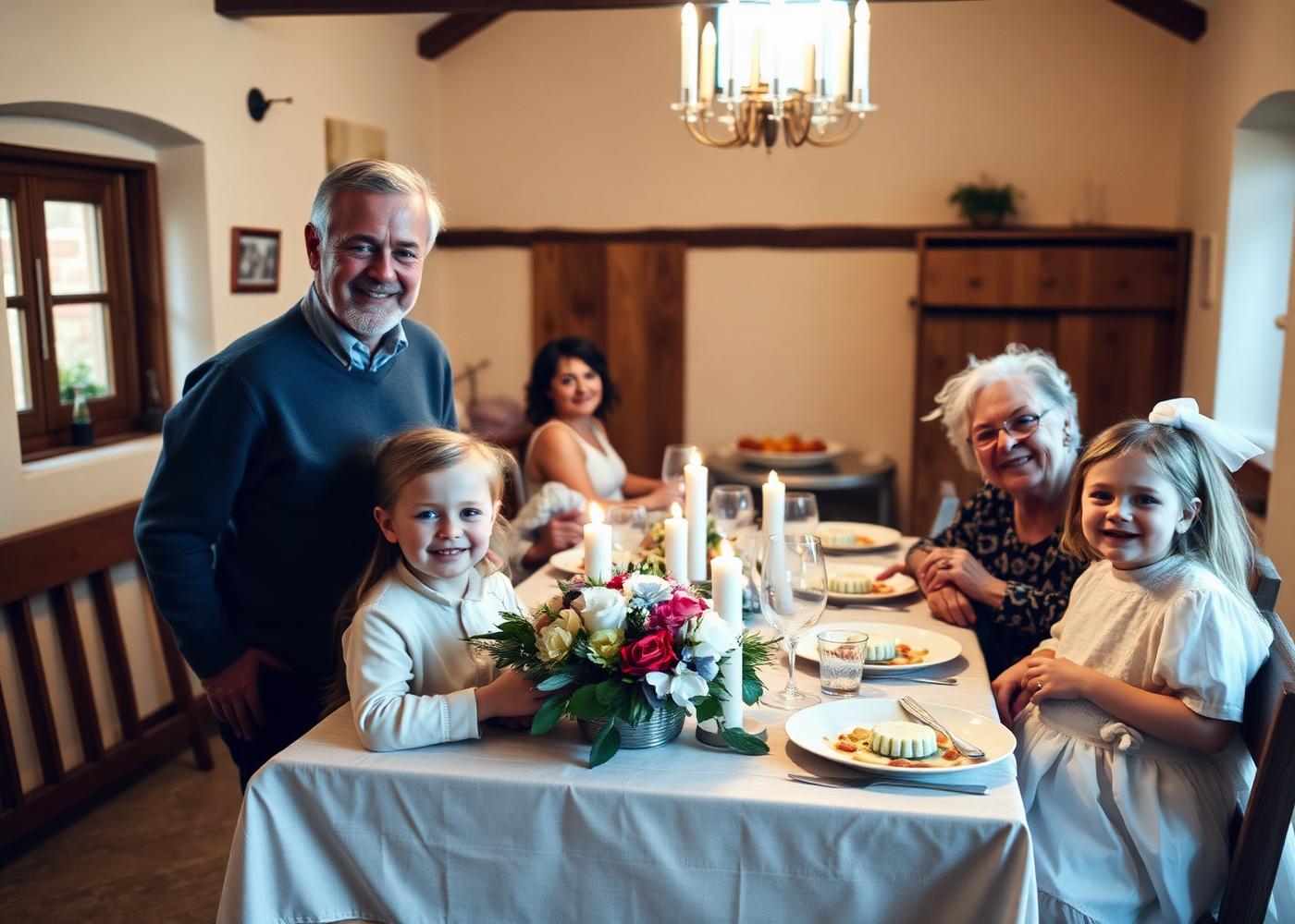 Fête de famille dans une petite salle de réception
